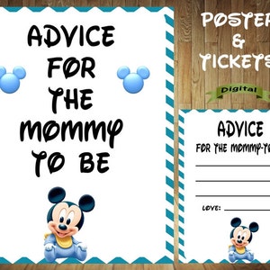 Mickey Mouse Baby Shower Game, Mickey Baby Shower Game, Mickey Mouse Baby Shower, Mickey Baby Shower, Mickey Mouse Advice for Mommy