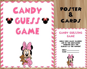 Minnie Mouse Candy Guessing Game, Minnie Mouse Baby Shower, Minnie Baby Shower, Candy Guessing Game, Minnie Mouse Baby Shower Game