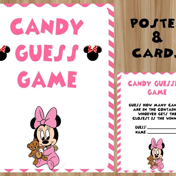 Minnie Mouse Candy Guessing Game, Minnie Mouse Baby Shower, Minnie Baby Shower, Candy Guessing Game, Minnie Mouse Baby Shower Game