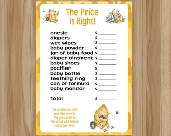 Winnie the Pooh Baby Shower Game, Winnie the Pooh Baby Shower, Classic Winnie the Pooh Game, Winnie the Pooh Game, The Price is Right