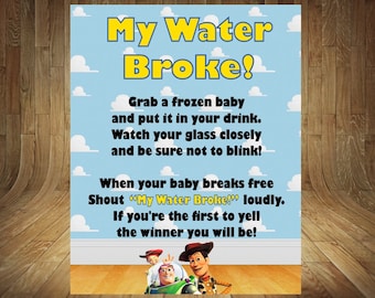 Toy Story Baby Shower Game, Toy Story My Water Broke, Toy Story Water Broke, Toy Story Ice Cube Game, My Water Broke, Ice Cube Game