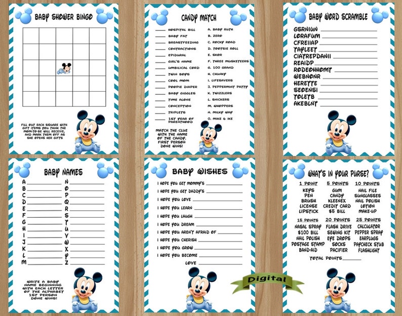 Mickey Mouse Baby Shower Games, Mickey Baby Shower Games, Mickey Mouse Baby Shower, Mickey Baby Shower, Mickey Mouse Baby Shower Game Bundle image 2