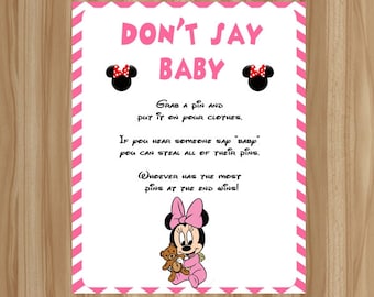 Minnie Don't Say Baby, Minnie Mouse Baby Shower, Minnie Baby Shower, Minnie Pin, Minnie Mouse Baby Shower Game, Minnie Clothespin Game