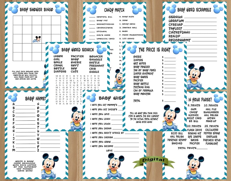 Mickey Mouse Baby Shower Games Mickey Baby Shower Games | Etsy
