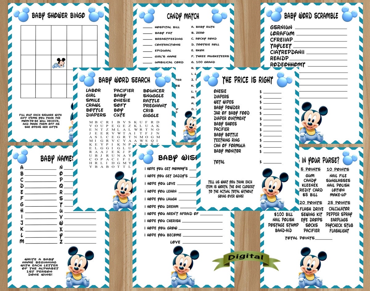 Personalised baby disney Baby Shower guest book, baby Mickey baby shower  gift