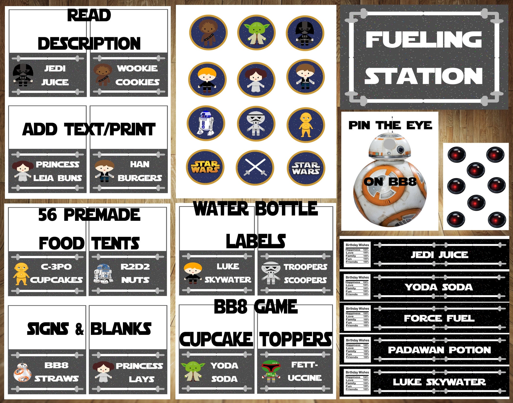 Star Wars Birthday Labels Printable Jedi Birthday Favor Tags (Instant  Download), image size:2100x1650