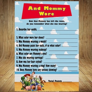 Toy Story Baby Shower Game, Toy Story Baby Shower, Boy Story Baby Shower Game, Toy Story Shower, Toy Story Game, Toy Story And Mommy Wore