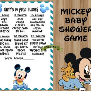 Mickey Mouse Baby Shower Game, Mickey Baby Shower Game, Mickey Mouse Baby Shower, Mickey Baby Shower, What&#39;s In Your Purse