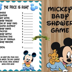 Mickey Mouse Baby Shower Game, Mickey Baby Shower Game, Mickey Mouse Baby Shower, Mickey Baby Shower, The Price is Right