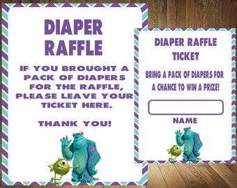 Monsters Inc Diaper Raffle, Monsters Inc Baby Shower, Monster Diaper Raffle, Monster Baby Shower, Diaper Raffle, Monsters Inc Raffle, #2