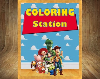 Toy Story Table Sign, Toy Story Coloring Station, Toy Story Sign, Toy Story Birthday, Toy Story Poster, Coloring Station, Toy Story