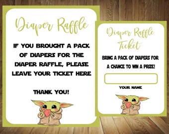 Yoda Diaper Raffle, Baby Yoda Raffle, Yoda Baby Shower, Baby Yoda, Yoda Raffle, Yoda Diaper, Yoda Baby Shower Diaper Raffle, Yoda Shower