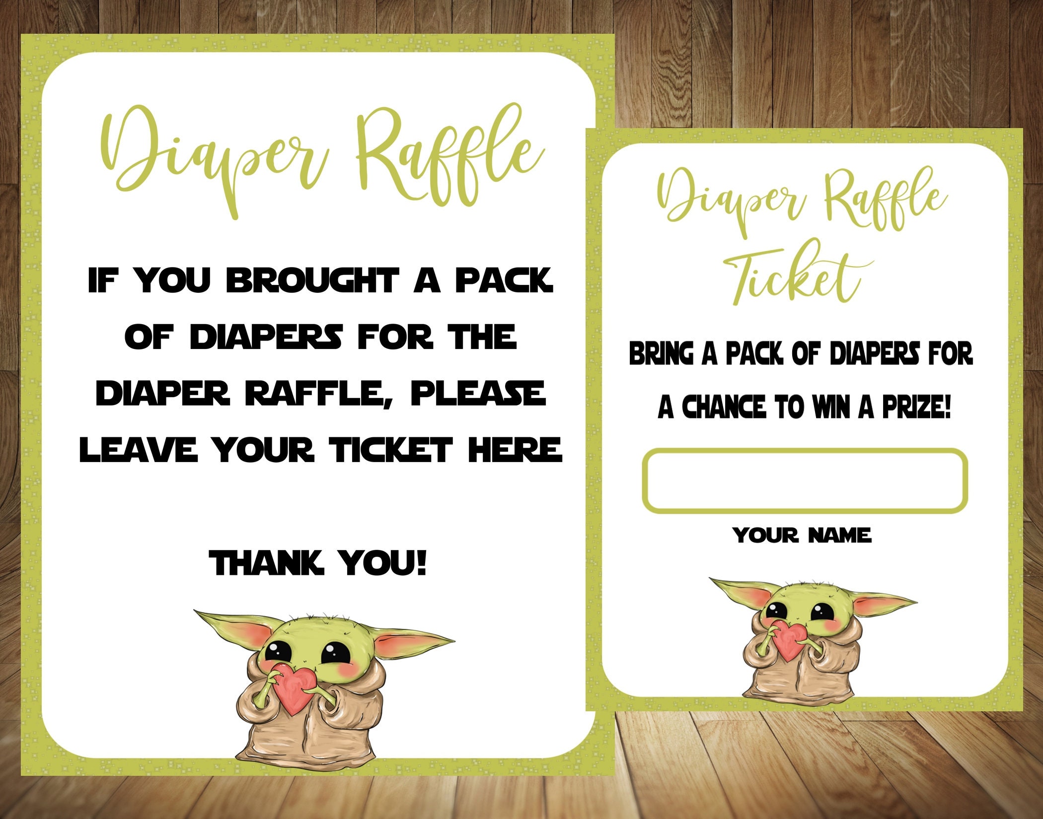 Yoda Diaper Raffle, Baby Yoda Raffle, Yoda Baby Shower, Baby Yoda, Yoda Raffle, Yoda Diaper