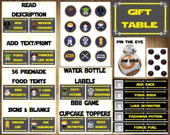 ADD TEXT! Star Wars Food Labels, Star Wars Birthday, Star Wars Bundle, Star Wars Game, Star Wars Signs, Star Wars Birthday Bundle, Yellow
