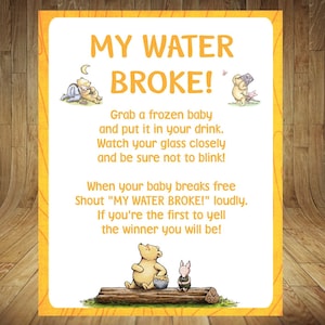 Pooh Baby Shower Game, Pooh Baby Shower, My Water Broke, Pooh Ice Cube Game, Pooh Water Broke, Winnie My Water Broke, Ice Cube Game