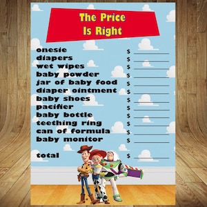 Toy Story Baby Shower Game, Toy Story Baby Shower, Boy Story Baby Shower Game, Toy Story Shower, Toy Story Game, Toy Story Price is Right