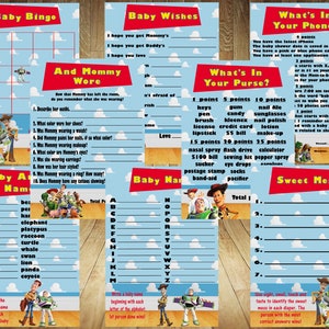 ALLE 8 SPIELE! Toy Story-Babyparty-Spiele, Toy Story-Babyparty, Boy Story-Babyparty, Spielzeug Geschichte Dusche, Bundle #1