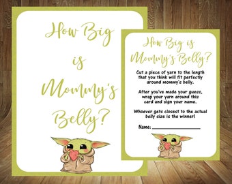 Yoda How Big is Mommy's Belly, How Big is Mommy's Belly, Yoda Baby Shower, Baby Yoda, Baby Yoda Mommy's Belly, Mommy's Belly, Yoda Yarn Game