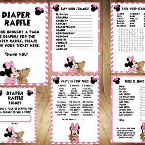 50% OFF! Minnie Mouse Baby Shower Games, Minnie Mouse Baby Shower, Minnie Mouse Diaper Raffle, Minnie Baby Shower Game, Minnie Shower Bundle