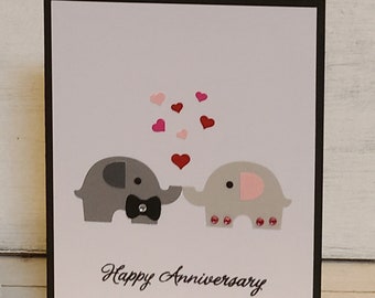 Elephant Anniversary Card Handcrafted