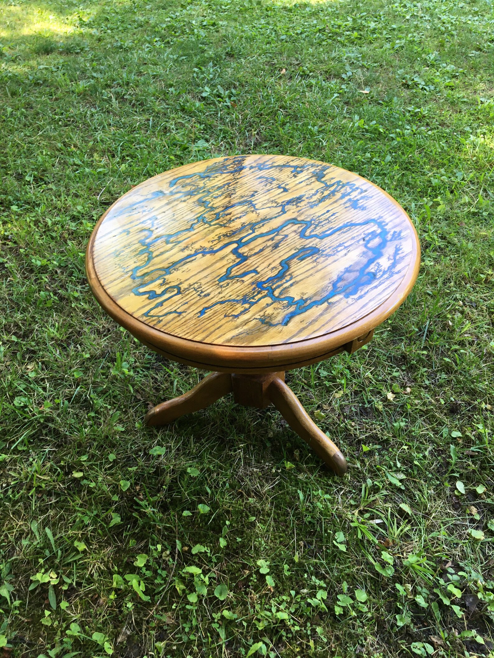 Lichtenberg woodburning resin oak table Etsy
