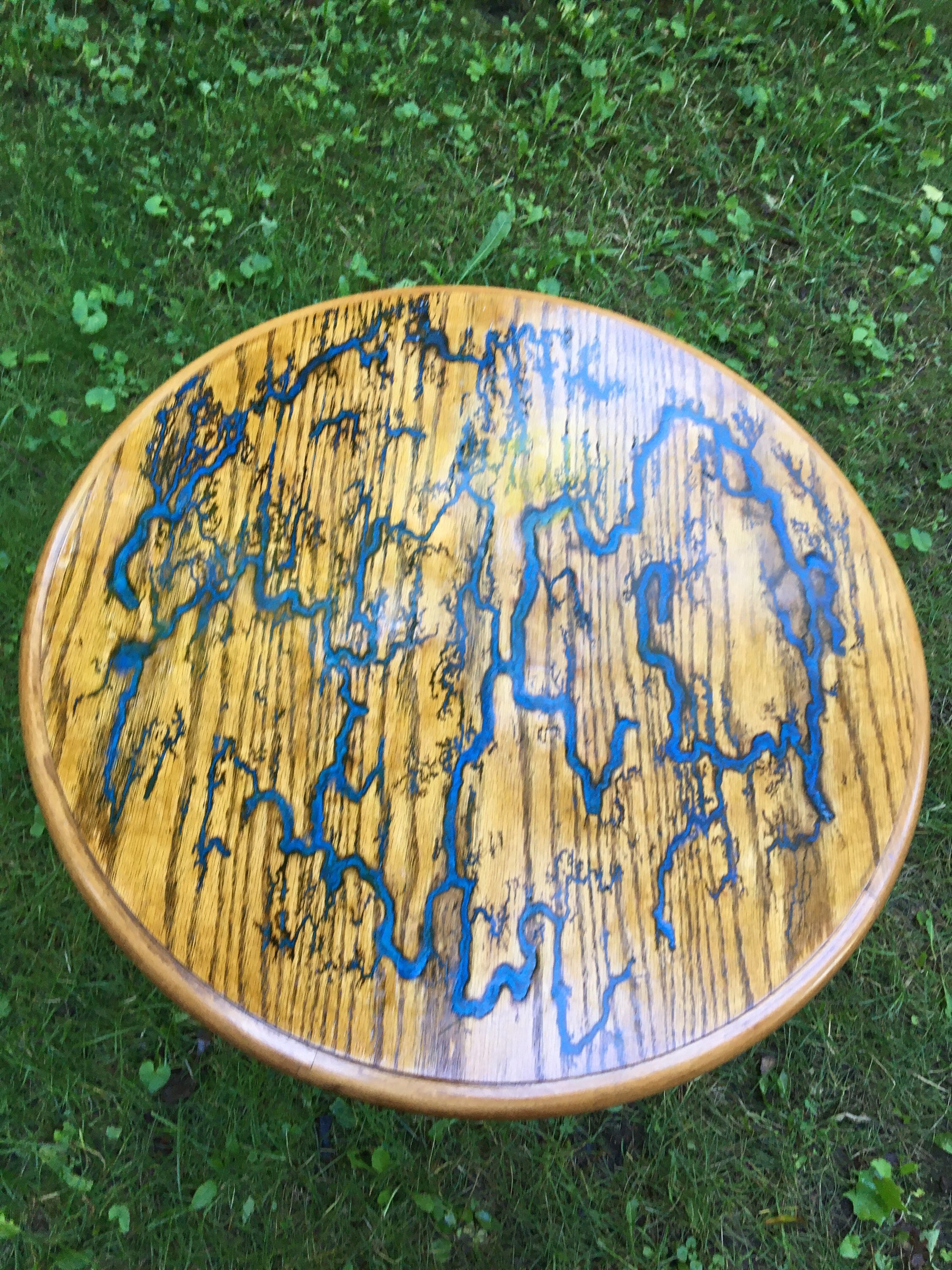 Lichtenberg woodburning resin oak table Etsy
