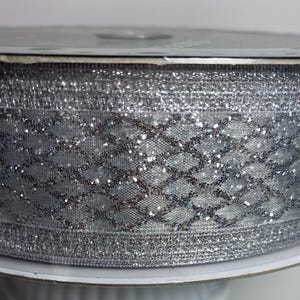 Gorgeous silver sparkle Wired Ribbon 1 1/2 x 5 yds
