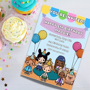 Toca Boca Geburtstag Invite - Kinder Mädchen Digital Invite - Toca Boca Life Einladung - Canva Editierbare Vorlage - Toca Boca Printable for Girls
