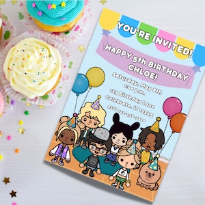 Toca Boca Birthday Invite - Kids Digital Invite - Toca Boca Life Invitation - Canva Editable Template - Toca Boca Printable for Kids