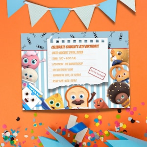 Bread Barbershop Birthday Invitation - Trending Kids Invitation - Editable Birthday Invite - Quick Print at Home Kids Birthday Invitation