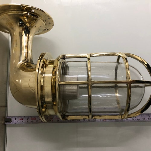 Nautical Style Marine Solid Brass Swan Ship Bulkhead Light, shops Industrial Cage Sconce, Right Angle Wall Light with Extra Copper Shade