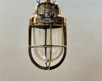 Original Old Brass Salvage Ship Passageway Hanging Cargo Light