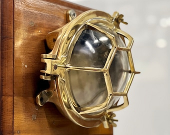 Turtle Style Hexagon Cage Marine Antique Solid Cast Brass Bulkhead Deck Wall Light