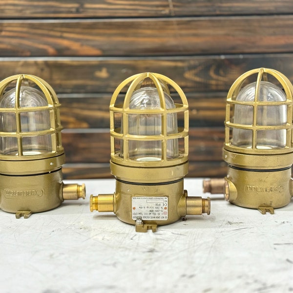 Vintage Industrial  Marine Original Brass Made Finished Bulkhead Ceiling Passage Nautical Light - Set Of 6