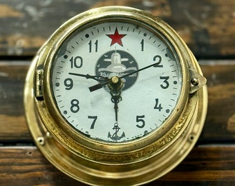 Original CCCP Reclaimed Antique Old Ship Salvaged Marine Russian Vintage Submarine Wall Clock