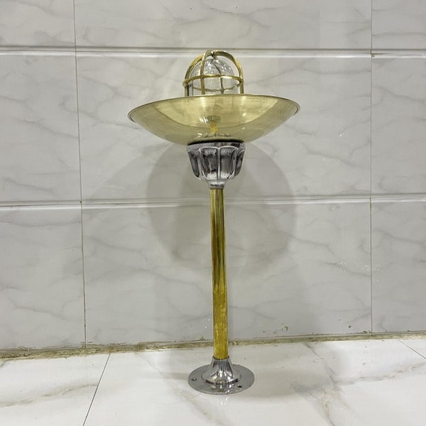 Maritime Marine Solid Aluminum & Brass Antique Bulkhead Ceiling Light With Brass Shade