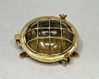 Maritime Style Marine Antique Solid Brass Metal Bulkhead Vintage Cargo Ceiling Wall Mount Turtle Light/Lamp