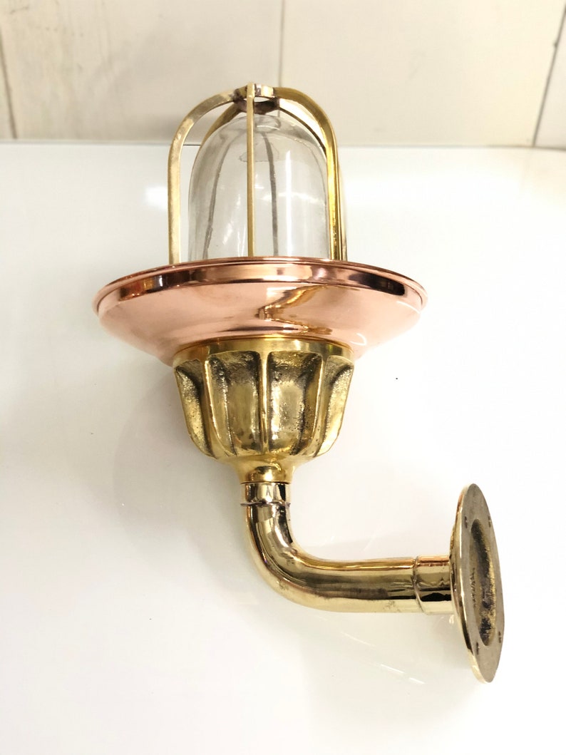 Antique Nautical Bulkhead New Brass Wall Passageway Ship Bulkhead Light shops With Copper Shade