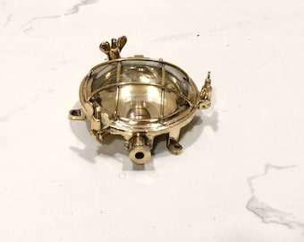 Turtle Style Marine Antique Theme Solid Cast Brass Bulkhead Deck Light with Butterfly Keys Lot of 10