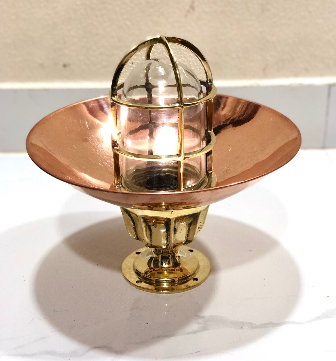Maritime Lamp Shade Vintage Style Brass Bulkhead Lamp Fixture With ...