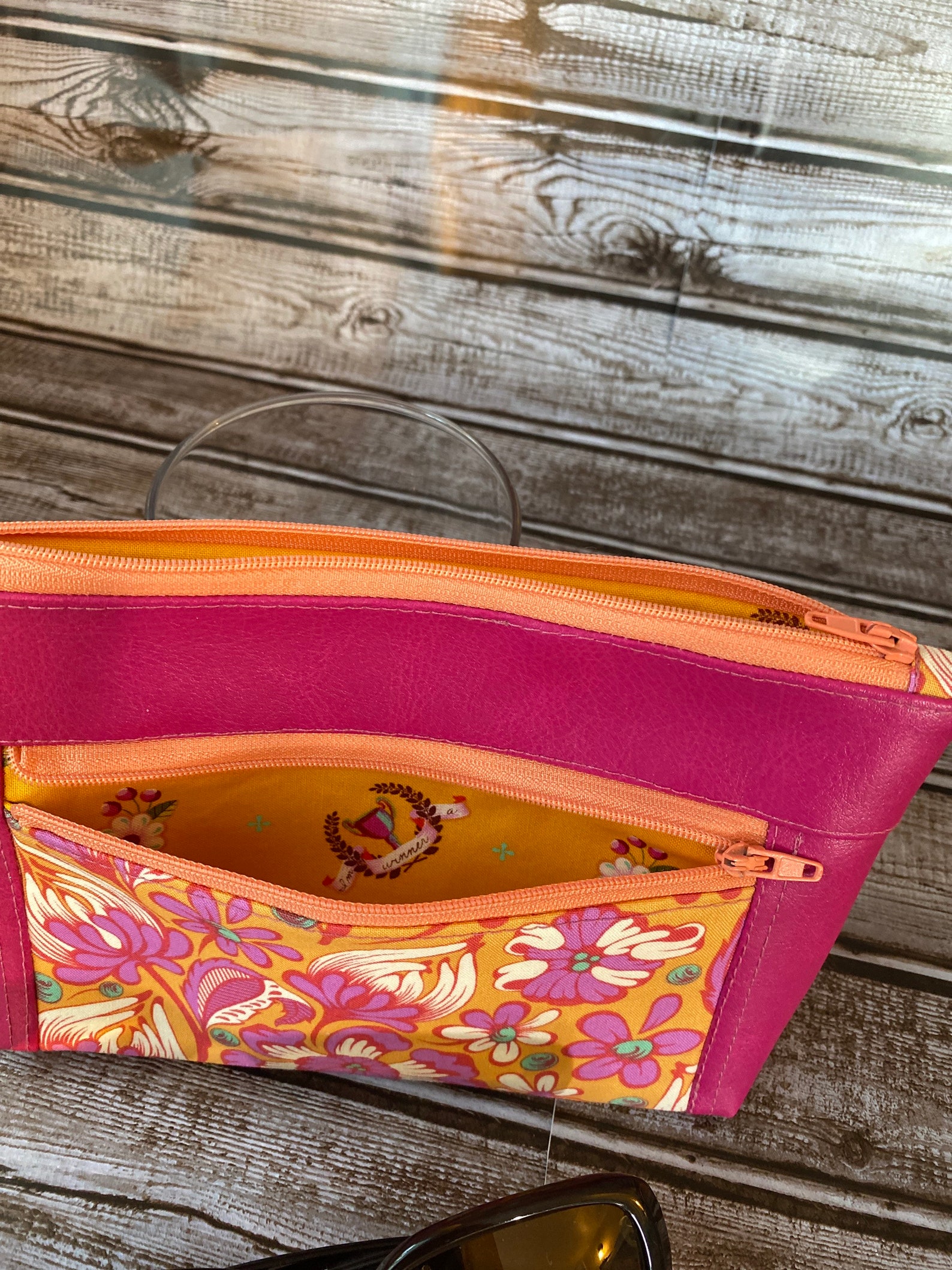 Pink Devon pouch double zipper pouch. | Etsy