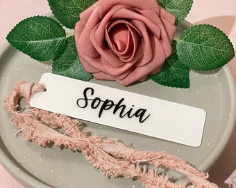 Vintage Romantic Bookmark | Feminine Bookmark for Journaling | Customizable Name Bookmark | Party Favor Name for Place Setting