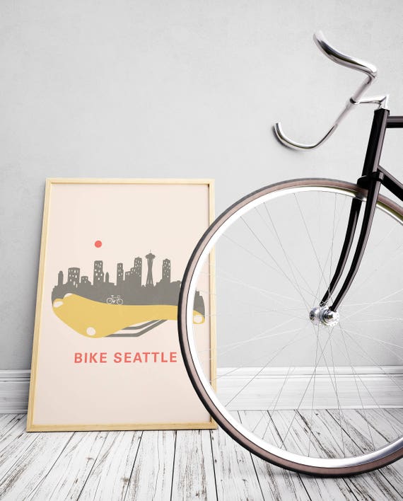Mens Cyclist Gift Seattle Skyline Home Décor Bike Wall - Mens Wall Decor Bike Mens Cyclist Gift Seattle Skyline Home Décor Bike Wall - Mens Wall Decor Bike