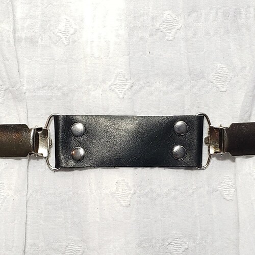 Black Leather Cinch Clip With Bronze Tone Clips & Oring. Etsy