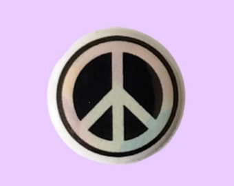 Rainbow peace sign 1" diameter pin / badge / button / flair. Handmade.