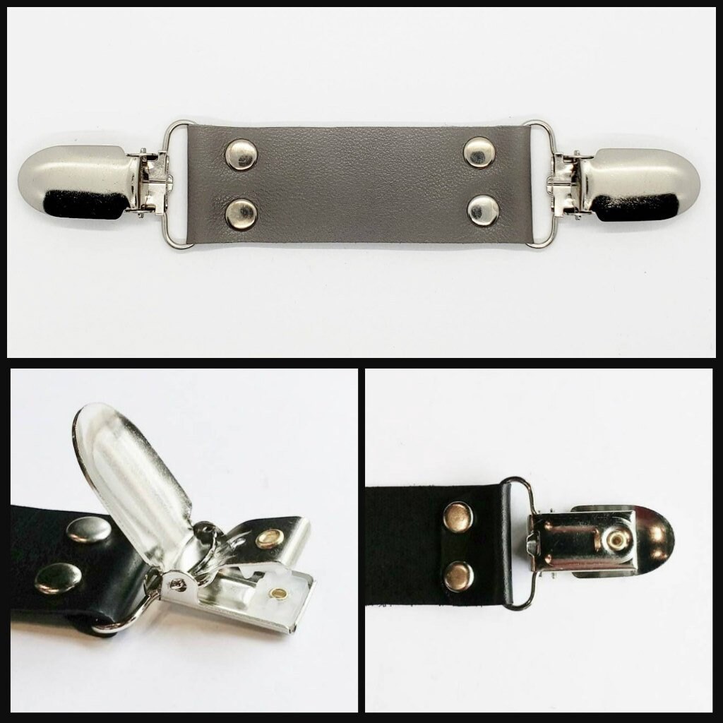 Gray leather cinch clip dress clip jacket clip shirt clip Etsy