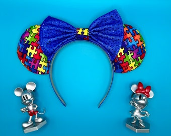 Autism Awareness Mickey Mouse ears, Disney ears, park ears, Autism, Minnie Ears, Hollywood Studios, Magic Kingdom, Epcot, Animal Kingdom