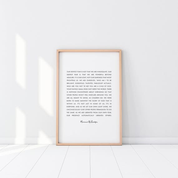 Unsere Tiefste Angst Marianne Williamson Druckbare Etsy