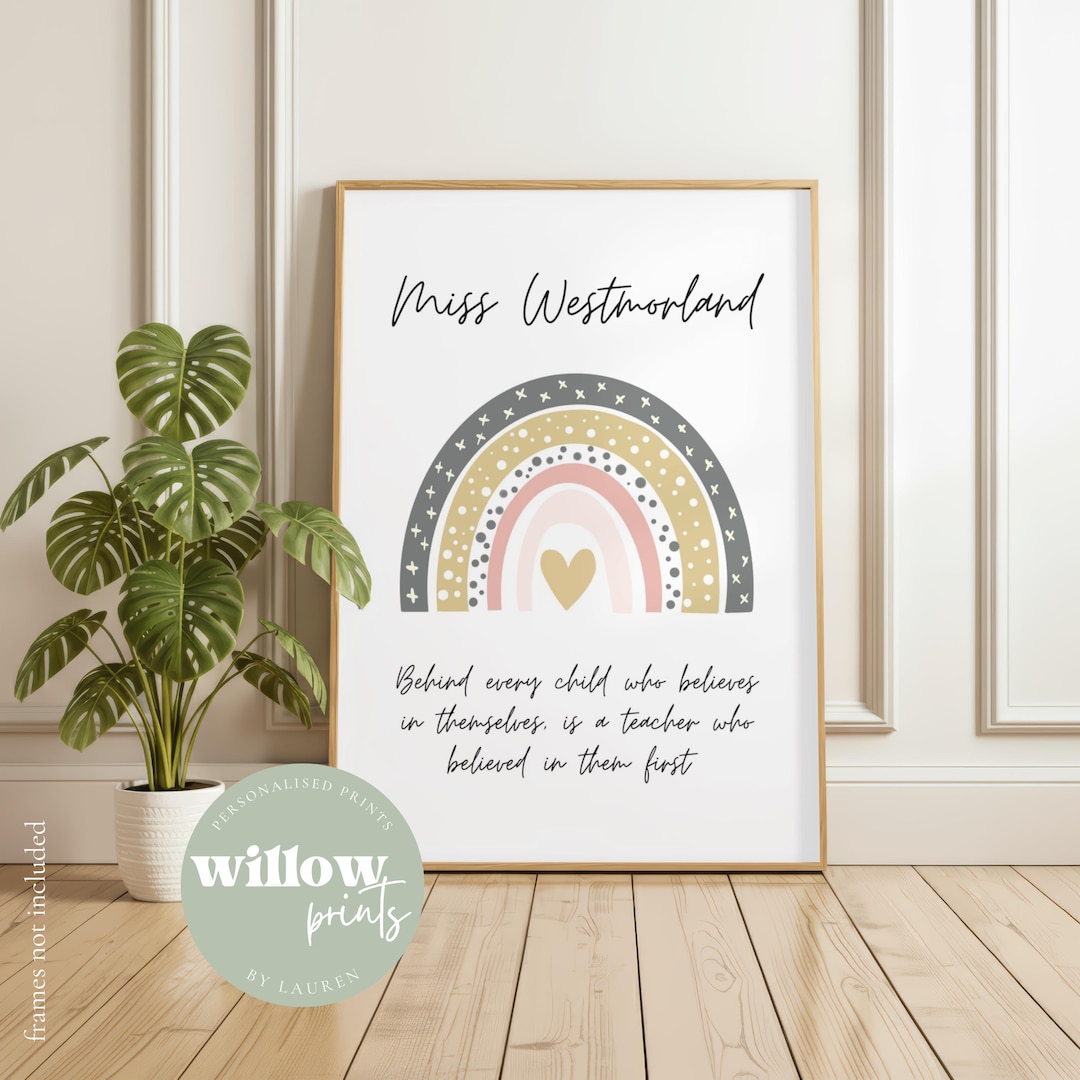 Personalised Teacher Rainbow Print | Teacher Thank You Card | End of ...