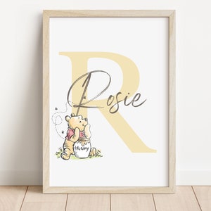 Winnie the Pooh Personalised Name Print | Winnie the Pooh nursery | New baby gift | Winnie the Pooh print | Personalised initial baby print